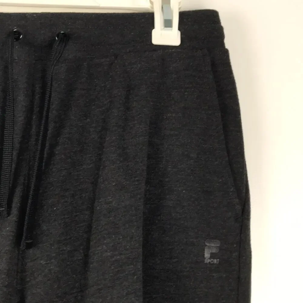 FILA Sport Sweat Shorts Dark Gray Drawstring Waist Zip Pocket Size Small